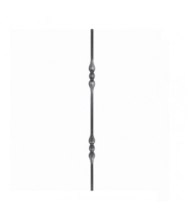 Balustre forgé à chaud 900mm carré de 14x14mm avec 2 motifs estampés