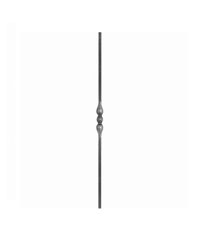 Barreau acier forgé 900mm carré de 14x14mm avec 1 motif central estampé