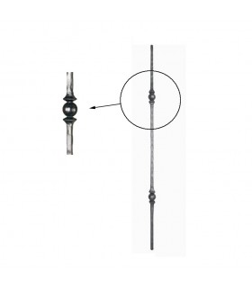 Balustre forgé martelé 1000mm carré de 14x14mm avec deux motifs forgés à chaud