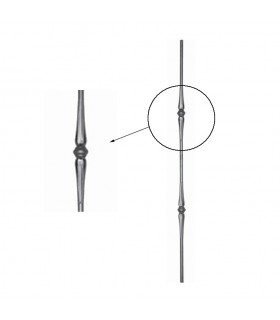 Balustres fer forgé 1000mm rond ø14mm 2 motifs forgés avec bagues pour escaliers