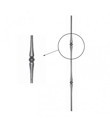Balustres fer forgé 1000mm rond ø14mm 2 motifs forgés avec bagues pour escaliers