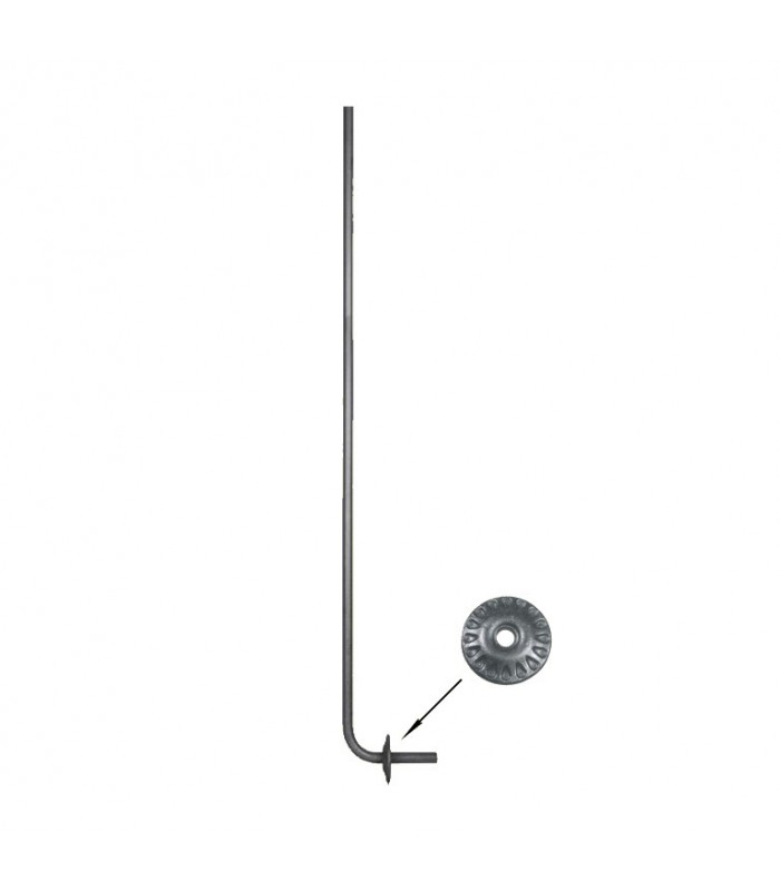 Balustre coudé 1200mm rond ø16mm pour escaliers à l'anglaise avec rosace