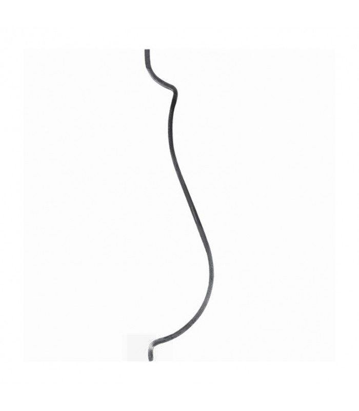 Balustre deux galbes 800mm carré de12x12mm lisse pour escaliers et garde-corps