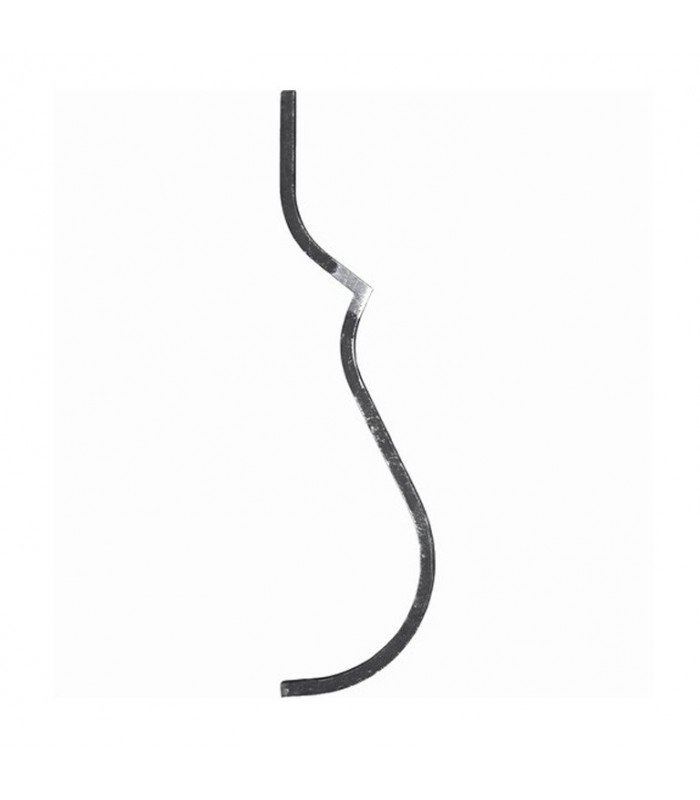 Balustre 2 galbes 550mm carré de 14x14mm pour garde corps avec angle vif