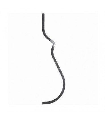 Balustre 2 galbes 550mm carré de 14x14mm pour garde corps avec angle vif