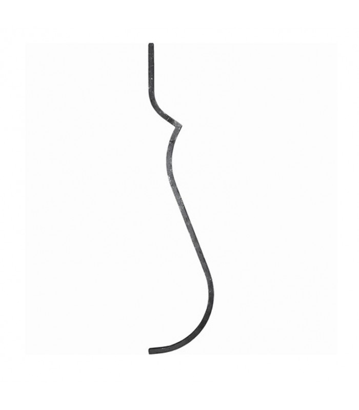 Balustre 2 galbes 700mm carré de 14x14mm pour garde corps avec angle vif