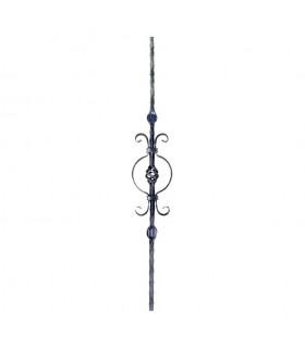 Balustre forgé martelé 950mm carré de 12x12mm sur angles avec pigne