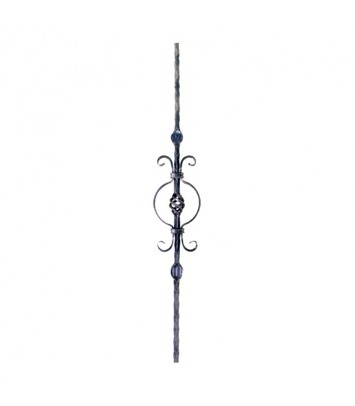 Balustre martelé 950mm carré de 12x12mm sur angles avec pigne