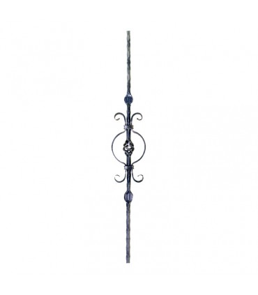 Balustre forgé martelé 950mm carré de 12x12mm sur angles avec pigne