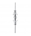 Balustre forgé 950mm carré de 12x12mm martelé disposé sur angles avec pigne