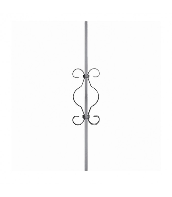 Balustre à volutes 900mm carré de 12x12mm avec deux volutes centrales