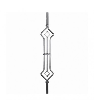 Balustre art déco 900mm 2 ronds ø10mm avec motif central tubulaire