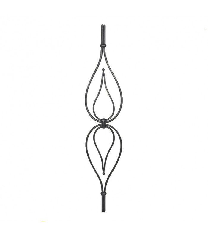 Balustre art déco 1000mm 2 ronds ø10mm avec motifs elliptiques centraux