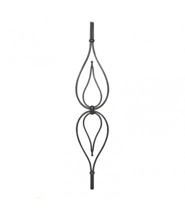 Balustre art déco 1000mm 2 ronds ø10mm avec motifs elliptiques centrauxr