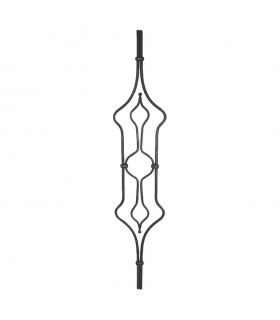 Balustre art déco 1000mm 2 ronds ø10mm avec double motif central