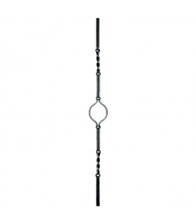 Balustre art déco 1000mm 2 ronds ø10mm avec deux torsades et un rond central