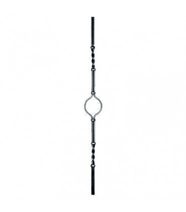 Balustre art déco 1000mm 2 ronds ø10mm avec deux torsades et un rond central