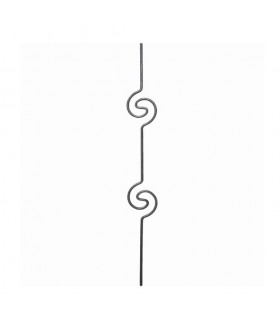 Balustre art déco 990mm en rond ø12mm  comprenant 2 motifs roulés