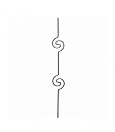 Balustre art déco 990mm en rond ø12mm  comprenant 2 motifs roulés