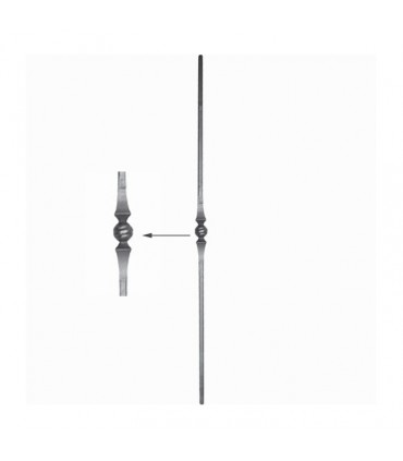 Balustres brossés 1000mm rond de ø14mm motif boule torsadée forgé et grenaillé