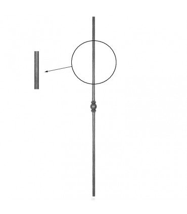 Balustre grenaillé 1200mm rond de ø14mm motif central gros forgé profilé pour escaliers