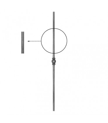 Balustre grenaillé 1000mm rond de ø14mm motif central gros forgé profilé pour escaliers