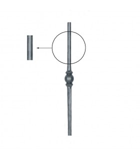 Balustres grenaillés 500mm rond de ø14mm motif central gros forgé profilé pour escaliers