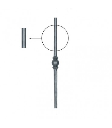 Balustres grenaillés 500mm rond de ø14mm motif central gros forgé profilé pour escaliers