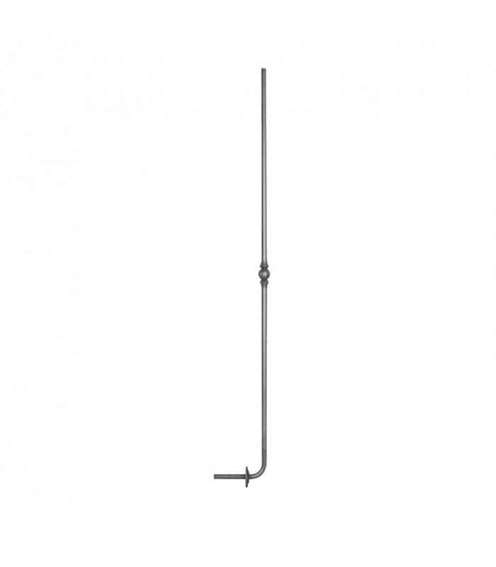 Balustre fer forgé 1200mm rond de ø14mm coudé à l'anglaise 1 motif central avec rosace