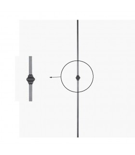 Balustre fer forgé 1000mm carré de 14x14mm grenaillé motif central carré