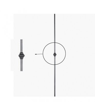 Balustre fer forgé 1000mm carré de 14x14mm grenaillé motif central carré