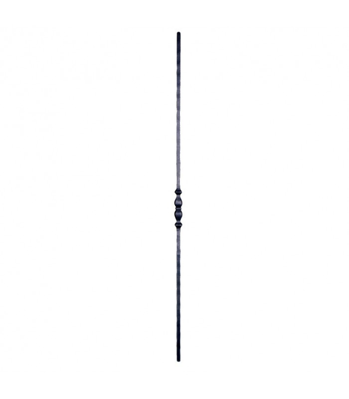 Balustre fer forgé 1100mm carré de 14x14mm grenaillé martelé motif central