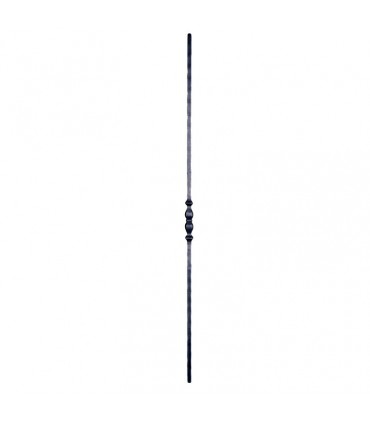 Balustre fer forgé 1100mm carré de 14x14mm grenaillé martelé motif central