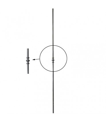 Balustre fer forgé 1200mm rond de ø14mm grenaille motif central forgé