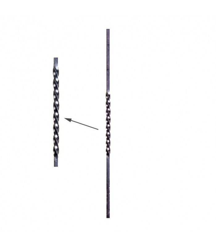 Balustre aluminium 1000m carré de 14x14mm avec une torsade centrale