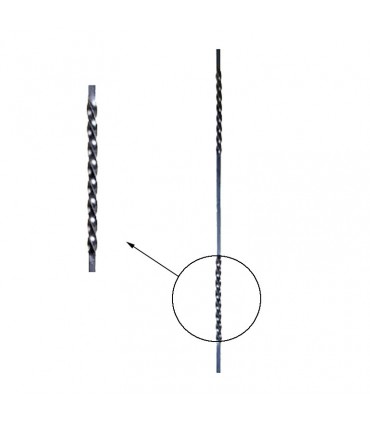 Balustre aluminium 1000mm carré de 14x14mm avec deux torsades