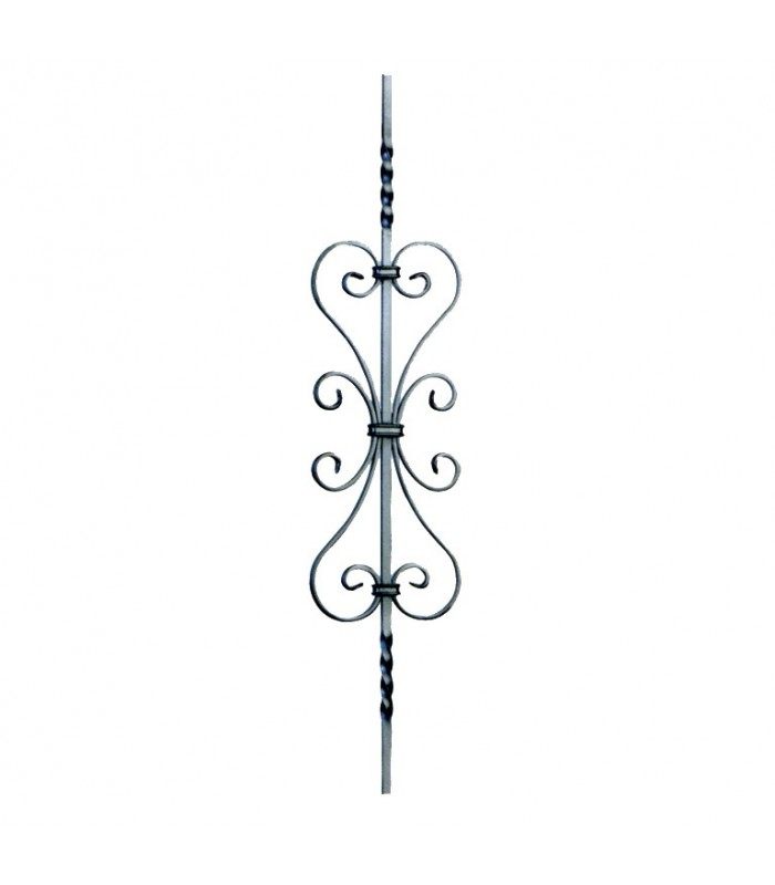 Balustre aluminium 1000mm carré de 14x14mm assemblé panneaux largeur 280mm
