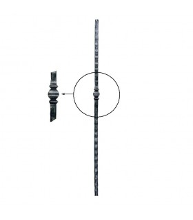 Poteau acier forgé 1200mm carré 25x25mm motif central martelé à la main