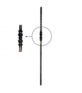 Poteaux acier forgé 1140mm carré de 25x25mm motif décentré de 140mm