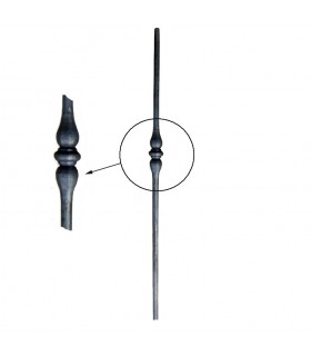 Poteaux acier forgé 1200mm rond de ø25mm lisses avec motif centralm