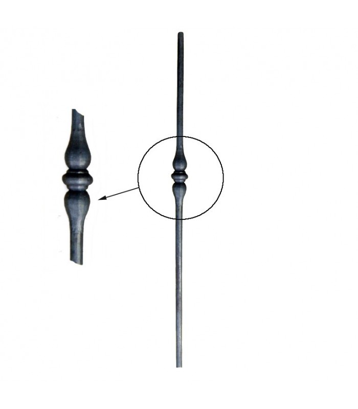 Poteaux acier forgé 1200mm rond de ø25mm lisses avec motif central