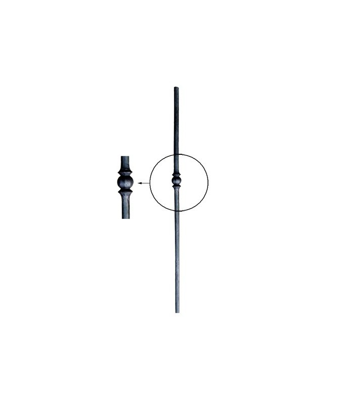 Poteaux acier forgé 1200mm rond de ø25mm avec motif central forgé