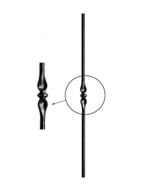 Poteaux acier forgé 1200mm rond de ø25mm motif central estampé