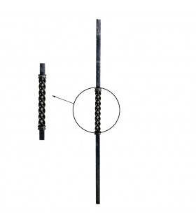 Poteaux acier forgé 1000mm carré 25x25mm longue torsade centrale