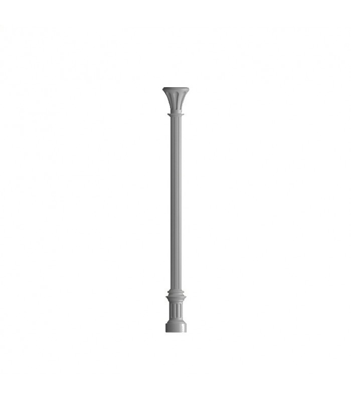 Poteau colonne 2735mm fût ø80mm cannelé en fonte d'aluminium brute