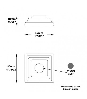 Cache scellement 50x50mm rond de ø16mm acier forgé pour barreaux