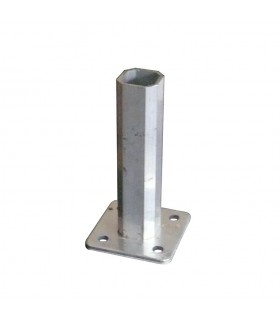 Pied-platine tube 35x35mm embase 80x80mm pour tube 40x40mm aluminium