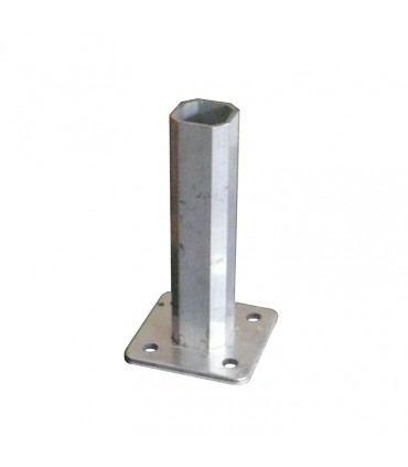 Pied-platine tube 35x35mm embase 80x80mm pour tube 40x40mm aluminium