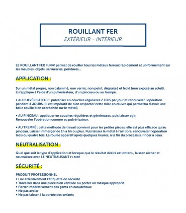 Rouillant pour fer bidon de 1litre donne un aspect rouillé au métal