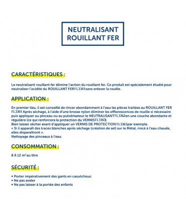 Neutralisant rouillant fer bidon de 1litre pour arrêter le rouillant métal